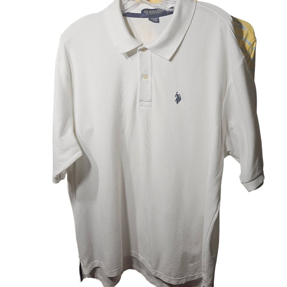 U.S. Polo Assn. 2XL Ultimate Pique White Polo Shirt Cotton/Polyester Blend